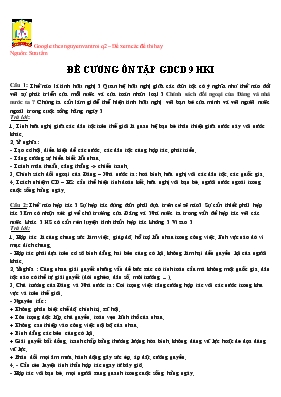 Đê cương ôn tâp Giáo dục công dân 9 - Kì I